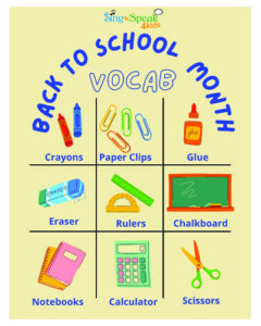 Back to School Vocabulary Photo_Sing and Speak 4 Kids