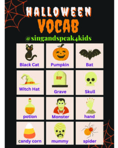 Halloween Vocabulary Photo_Sing and Speak 4 Kids
