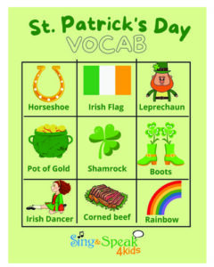 St. Patrick's Day Vocabulary Photo_Sing and Speak 4 Kids