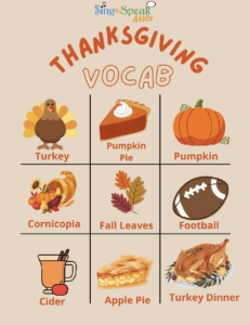 Thanksgiving Vocabulary Photo_Sing and Speak 4 Kids