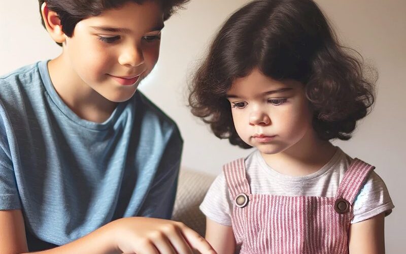 Siblings Latinos playing SS4Kids_Sing and Speak 4 Kids